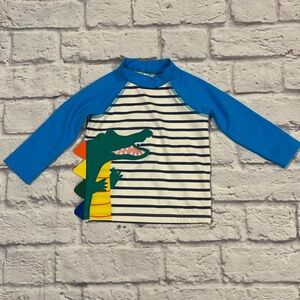 NWT Baby Boden 9-12M Long Sleeved Alligator Swim Top